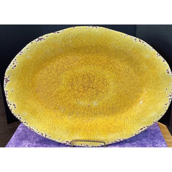 Pier 1 Imports Other - Pier 1 Imports Carmelo Melamine Serving Platter Plate 18” X 12” Yellow Crackle